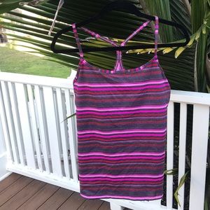 Lululemon Power Y Tank • Pink/Grey Stripes